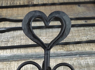 Hand Forged Fireplace Tool Set: Heart Design, 4 Piece + Stand
