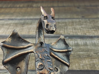 Dragon door handle, door handle, metal handle, hand forged handle, barn door handle, door decor, wrought hardware, metal forged handle