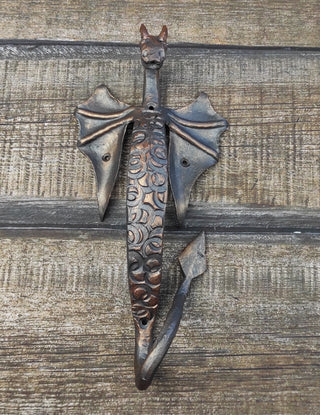 Dragon door handle, door handle, metal handle, hand forged handle, barn door handle, door decor, wrought hardware, metal forged handle