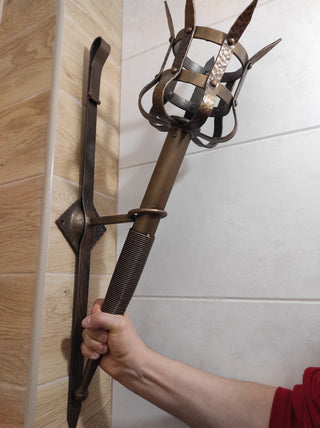 Hand Forged Wrought Iron Wall Sconce: Medieval Viking Torch