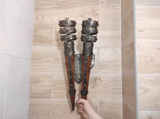 Handmade Wrought Iron Viking Double Wall Sconce Torch