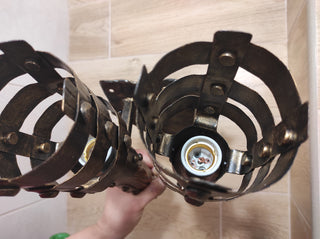 Handmade Wrought Iron Viking Double Wall Sconce Torch
