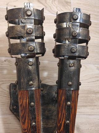 Handmade Wrought Iron Viking Double Wall Sconce Torch