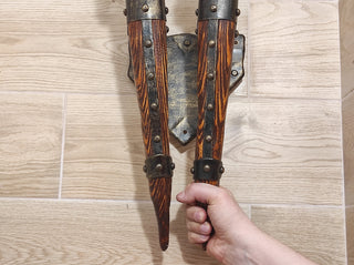 Handmade Wrought Iron Viking Double Wall Sconce Torch