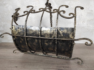 Handmade Wrought Iron Firewood Basket: Decorative Fireplace Storage