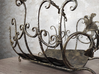Handmade Wrought Iron Firewood Basket: Decorative Fireplace Storage