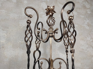 Hand Forged Fireplace Tool Set: Poker, Tongs, Shovel & Broom