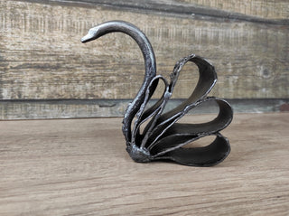 Handmade Forged Iron Swan Sculpture: Metal Animal Figurine