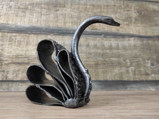 Handmade Forged Iron Swan Sculpture: Metal Animal Figurine