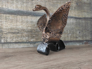 Handmade Forged Iron Swan Sculpture: Metal Art Decor