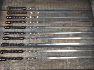 Hand Forged Kebab Skewers: Iron Grill Utensils, Set of 10