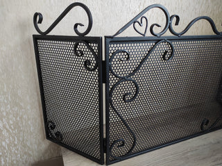 Fireplace screen, Folding screen, Fire screen, Metal screen for fireplace, Handmade fire shield, Fireplace decor, fireplace accessories,