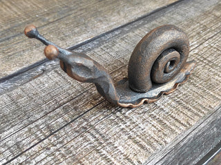 Handmade Forged Iron Snail Sculpture: Metal Animal Art Decor