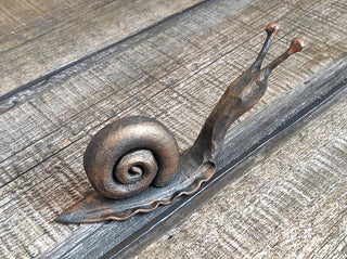 Handmade Forged Iron Snail Sculpture: Metal Animal Art Decor