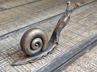 Handmade Forged Iron Snail Sculpture: Metal Animal Art Decor