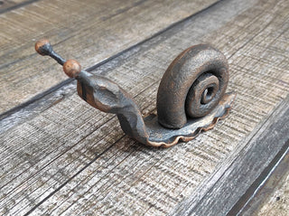 Handmade Forged Iron Snail Sculpture: Metal Animal Art Decor
