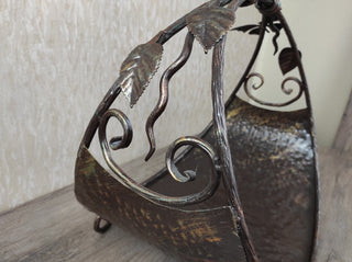 Hand Forged Wrought Iron Firewood Basket: Metal Fireplace Log Holder