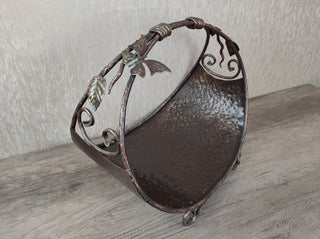 Hand Forged Wrought Iron Firewood Basket: Metal Fireplace Log Holder