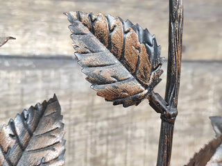 Handmade Forged Iron Rose Candlestick: Metal Flower Sculpture