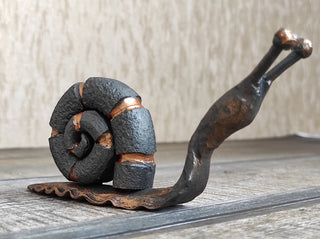 Handmade Forged Iron Snail Sculpture: Metal Animal Art Decor