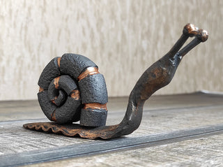 Handmade Forged Iron Snail Sculpture: Metal Animal Art Decor