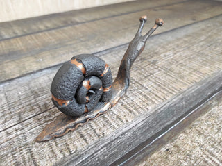 Handmade Forged Iron Snail Sculpture: Metal Animal Art Decor