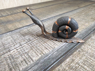 Handmade Forged Iron Snail Sculpture: Metal Animal Art Decor