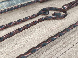 Hand Forged Fireplace Tools Set: Poker, Tongs, Shovel, Broom