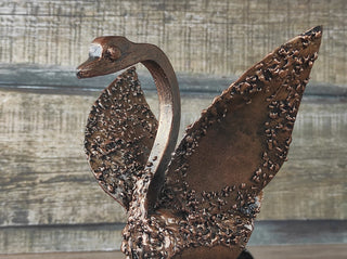 Handmade Forged Iron Swan Sculpture: Metal Art Decor