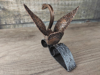 Handmade Forged Iron Swan Sculpture: Metal Art Decor