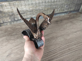 Handmade Forged Iron Swan Sculpture: Metal Art Decor