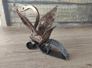 Handmade Forged Iron Swan Sculpture: Metal Art Decor