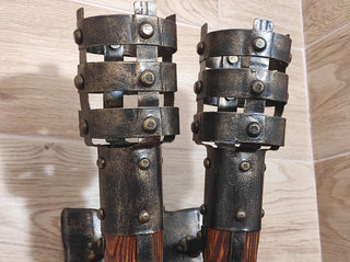 Handmade Wrought Iron Viking Double Wall Sconce Torch