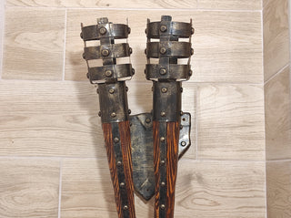 Handmade Wrought Iron Viking Double Wall Sconce Torch