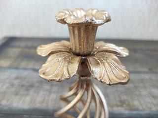 Handmade Forged Iron Flower Candlestick: Metal Home Decor
