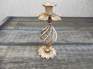 Handmade Forged Iron Flower Candlestick: Metal Home Decor