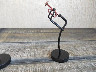 Handmade Wrought Iron Musician Sculpture Set: Saxophone & Trumpet