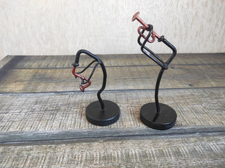 Handmade Wrought Iron Musician Sculpture Set: Saxophone & Trumpet
