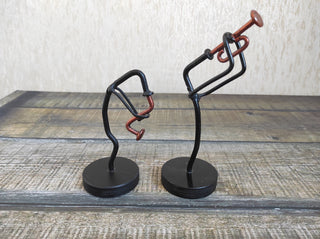 Handmade Wrought Iron Musician Sculpture Set: Saxophone & Trumpet