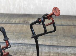 Handmade Wrought Iron Musician Sculpture Set: Saxophone & Trumpet