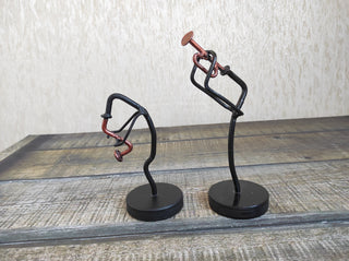 Handmade Wrought Iron Musician Sculpture Set: Saxophone & Trumpet