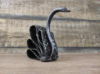 Handmade Forged Iron Swan Sculpture: Metal Animal Figurine