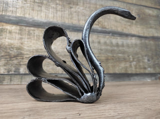 Handmade Forged Iron Swan Sculpture: Metal Animal Figurine