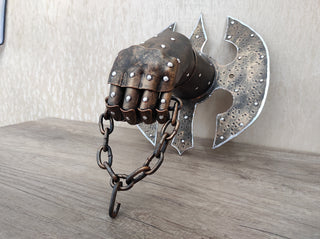 Medieval Knight Hand Wall Bracket: Metal Home Decor