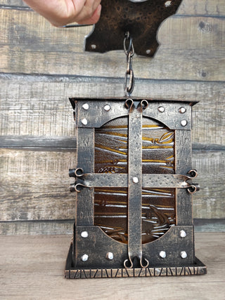 Hand Forged Medieval Lantern: Wrought Iron Ceiling Light