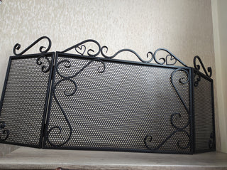 Fireplace screen, Folding screen, Fire screen, Metal screen for fireplace, Handmade fire shield, Fireplace decor, fireplace accessories,