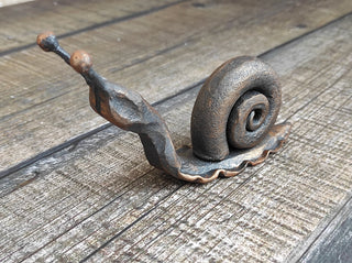 Handmade Forged Iron Snail Sculpture: Metal Animal Art Decor