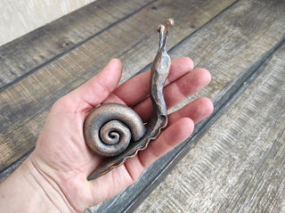 Handmade Forged Iron Snail Sculpture: Metal Animal Art Decor