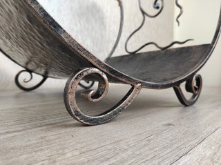 Hand Forged Firewood Basket: Wrought Iron Fireplace Storage
