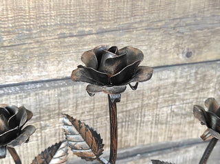 Handmade metal forged candlestick with roses, Iron candlestick, Forged candlestick, Forged rose, Forged flower, Rose candlestick, Iron rose,